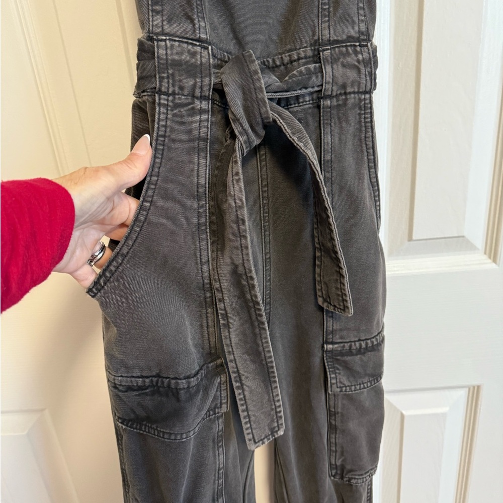 Free People Washed Charcoal Cargo Overalls - Picture 4 of 11